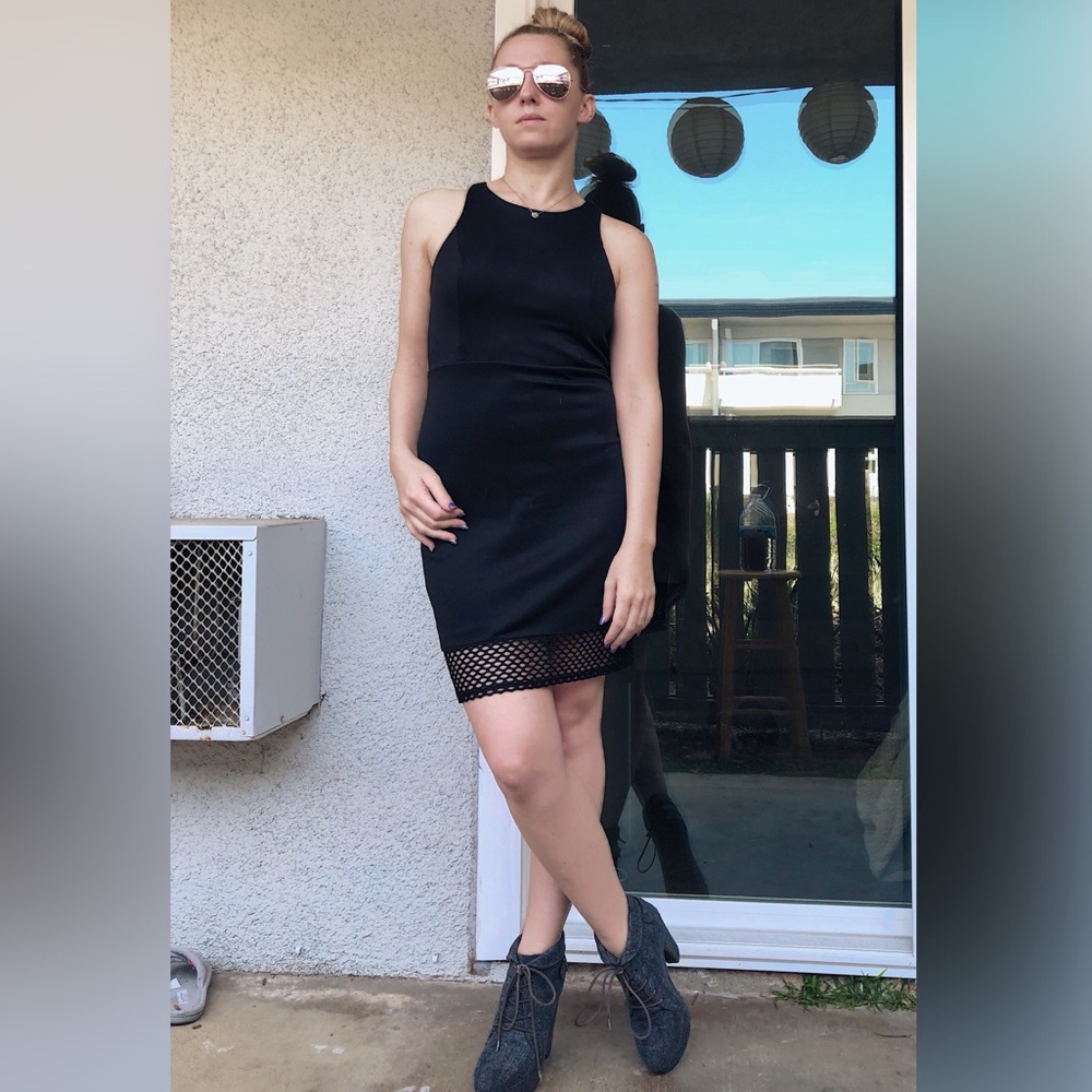 Black dress with net accent